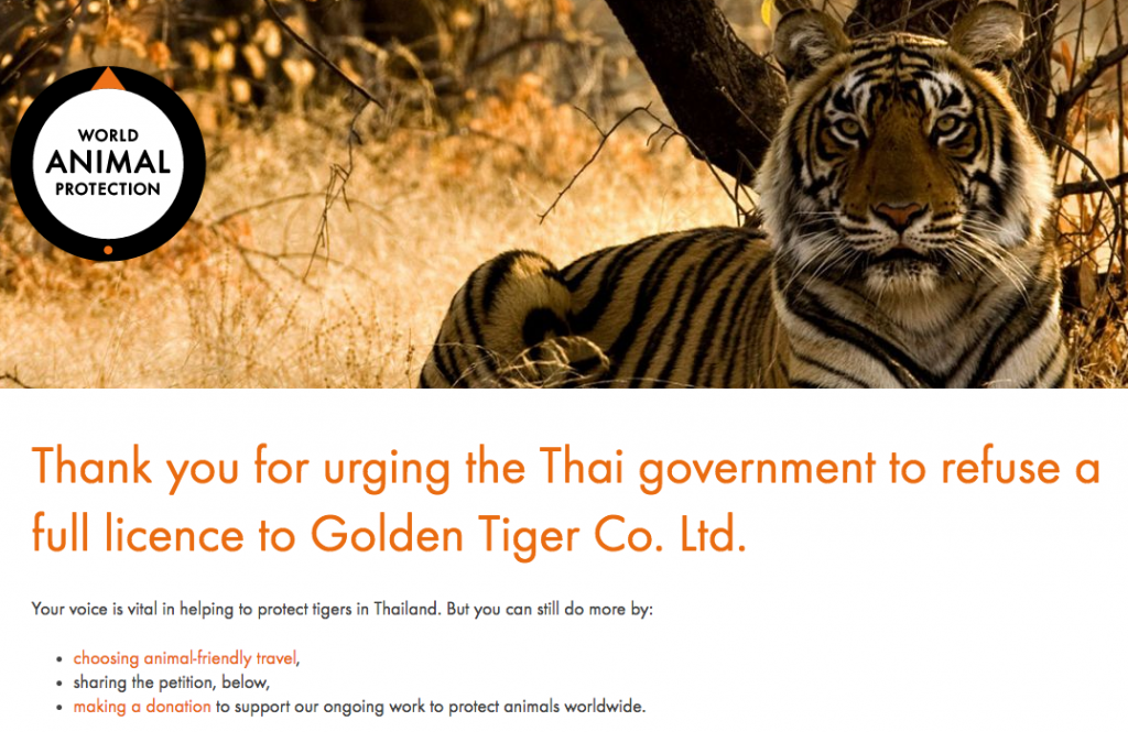 petition against tiger temple Thailand